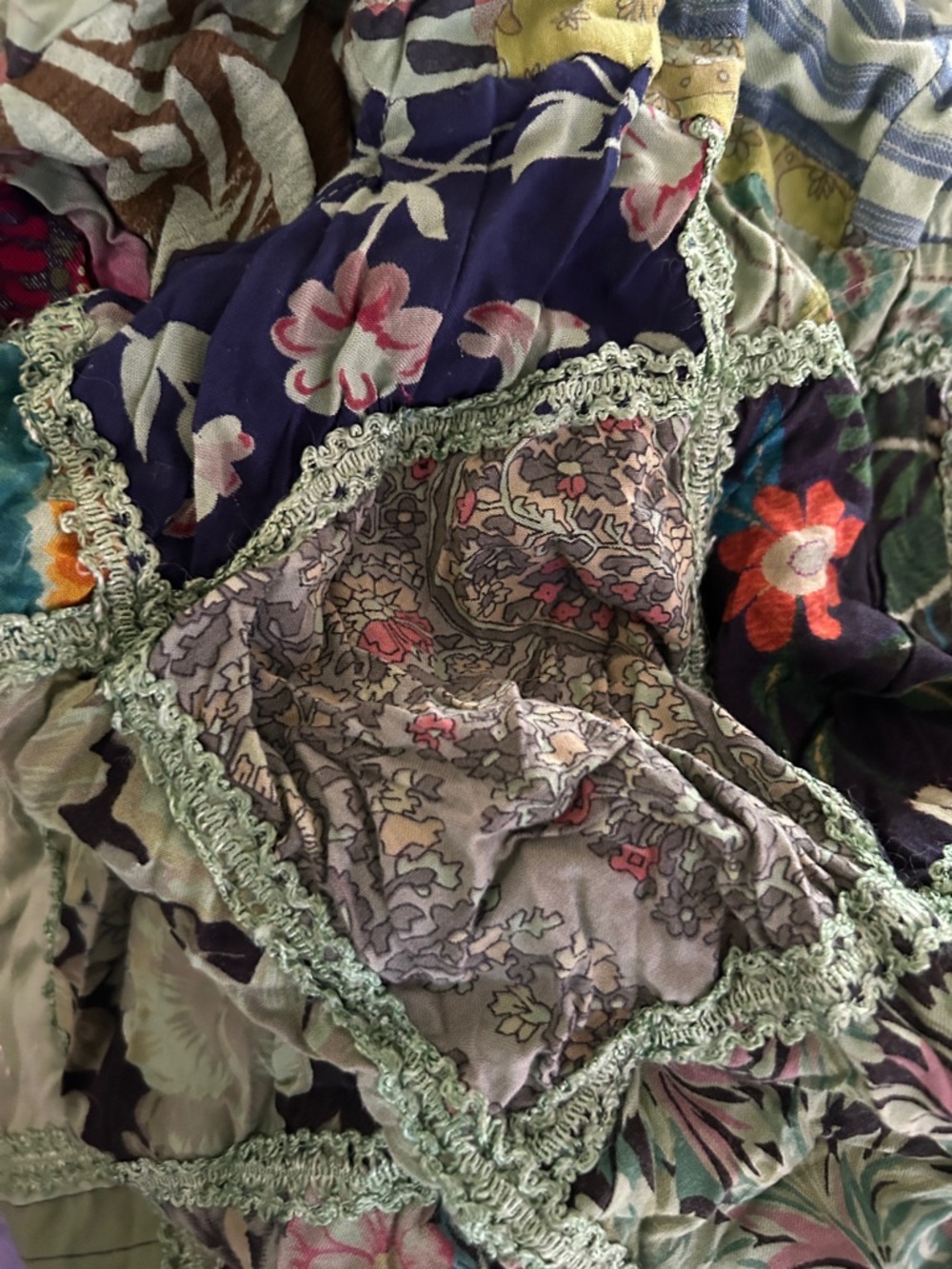 Patchwork Quilted Bohemian Dress - Multi Green Mix-one size - Picture 4 of 6